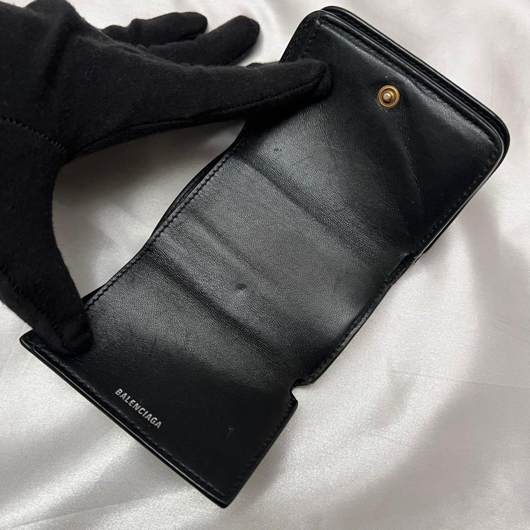 ◇極美品◇バレンシアガ　エブリデイ　コンパクト三つ折り財布　ブラック　レザー