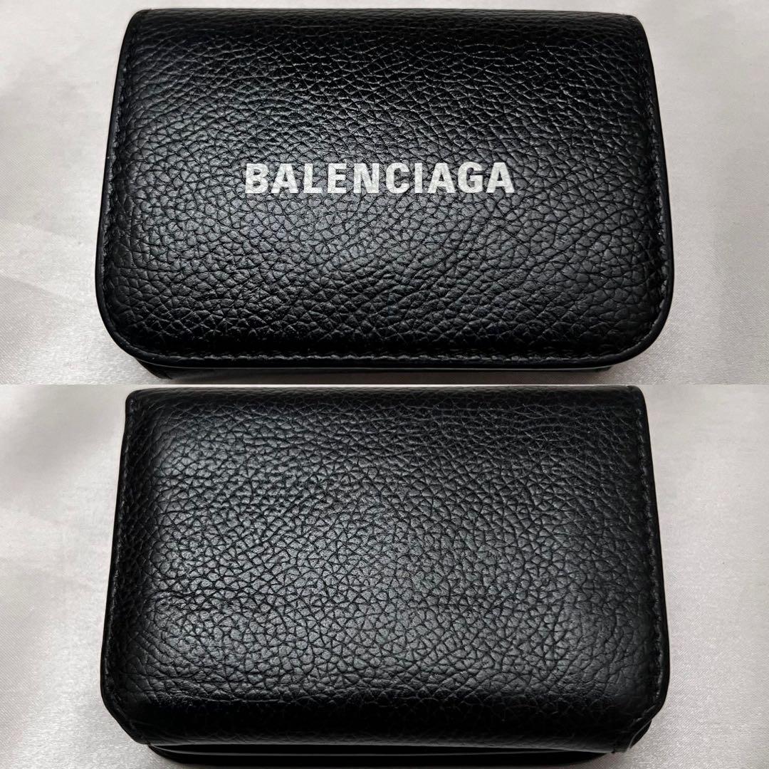 ◇極美品◇バレンシアガ　エブリデイ　コンパクト三つ折り財布　ブラック　レザー