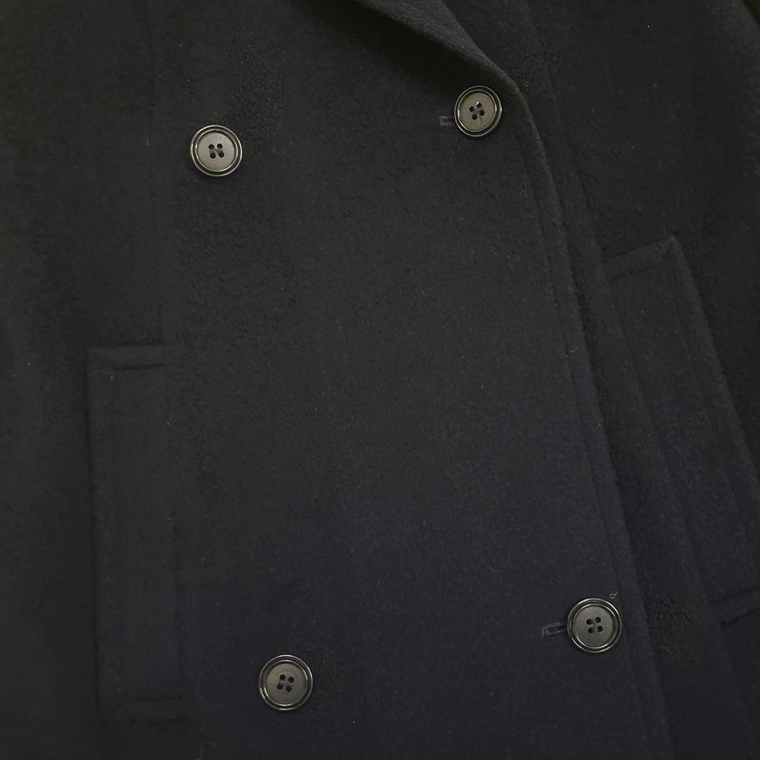 HERNO スカーフ柄 カシミヤ混 ダブル チェスターコート 紺色 F 美品