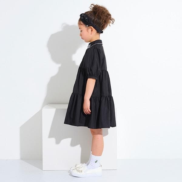 衿スカラティアードワンピース・黒・120センチ・used・アナスイミニ・薔薇