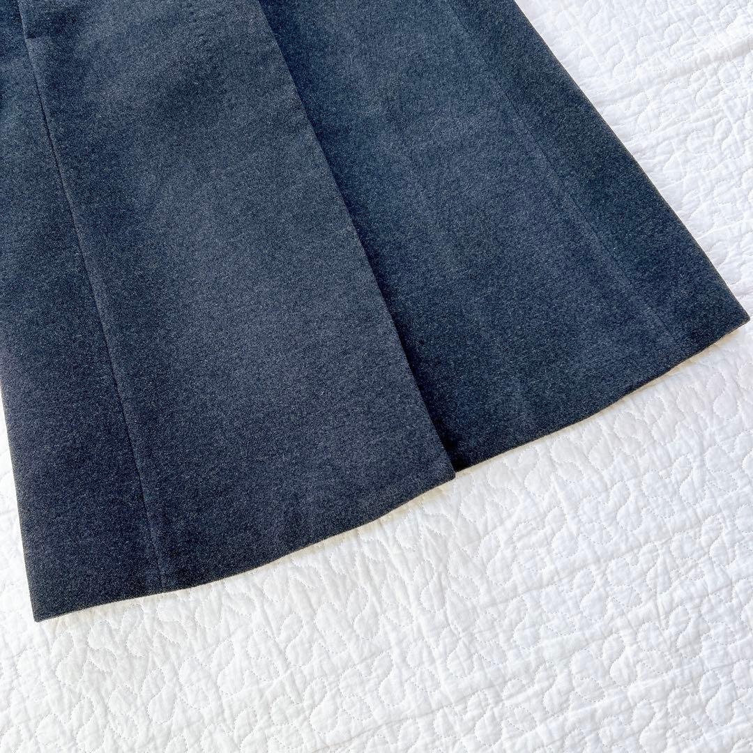 INED アンゴラ ロングコート グレー SAGAファー Aライン 9号