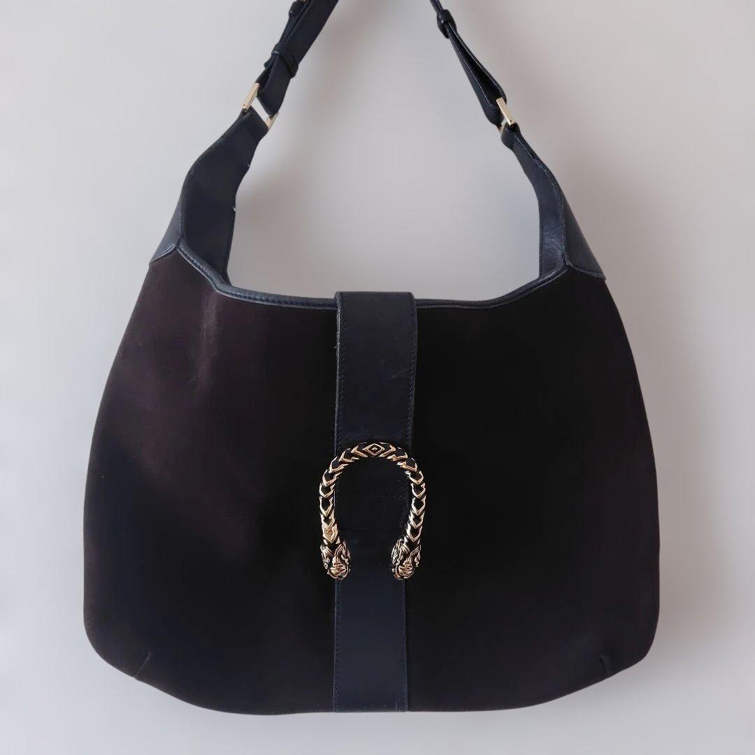 GUCCI ブラウンハンドバッグ 金具装飾