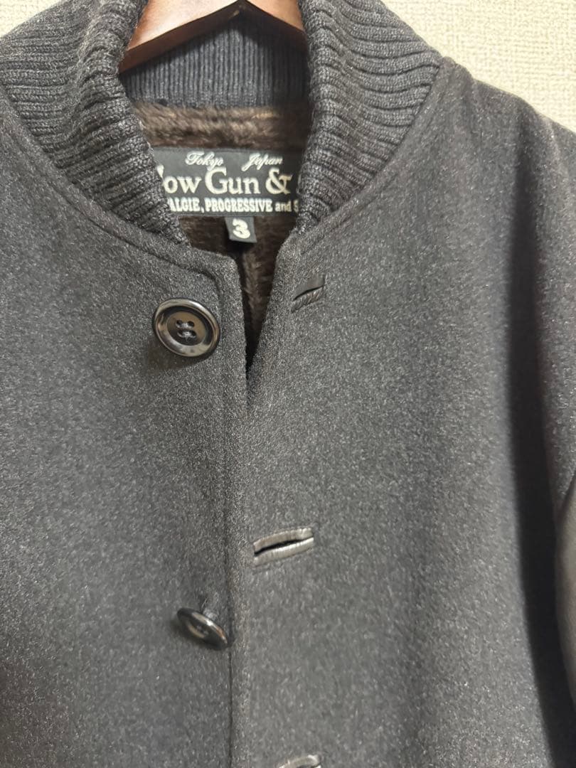 スロウガン　slowgun スタジャン　ブラック　サイズL ウール　シールレザー