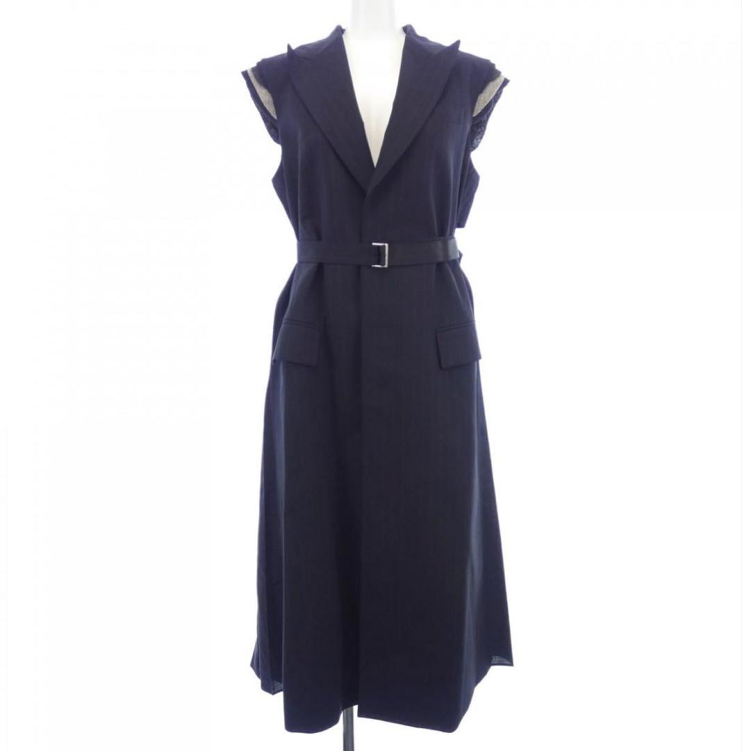 sacai ポリエステル ロングコート 2 ネイビー