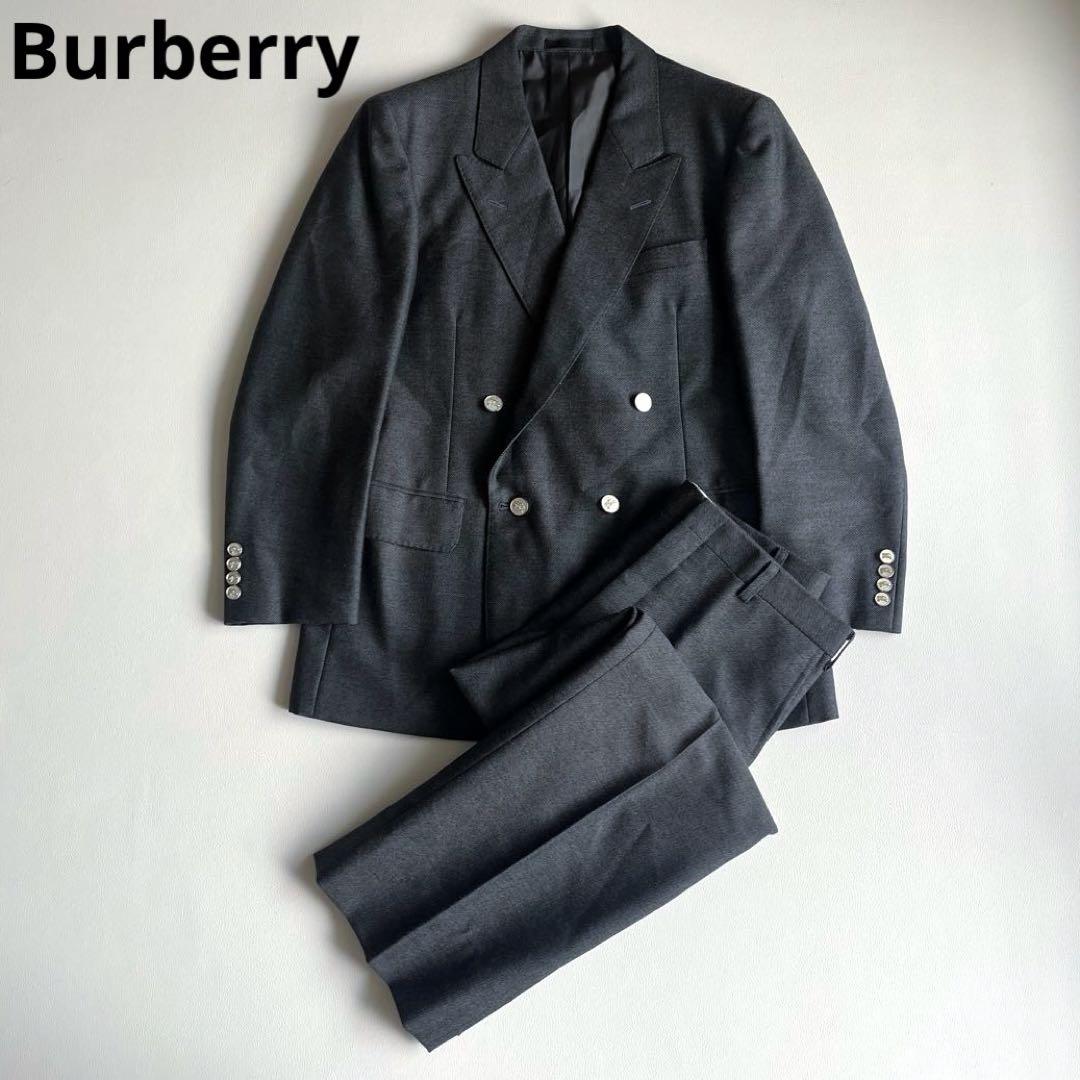 バーバリーズ　セットアップ　銀ボタン　ダブル　ウールモヘヤ　ジャケット　パンツ
