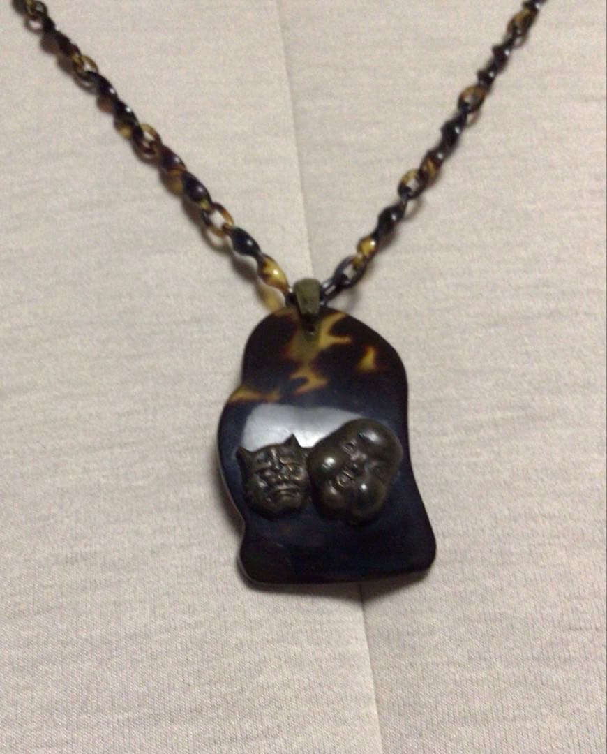 本鼈甲ペンダント　目貫　睨み　骨董品　お福さん　お値下げ♪