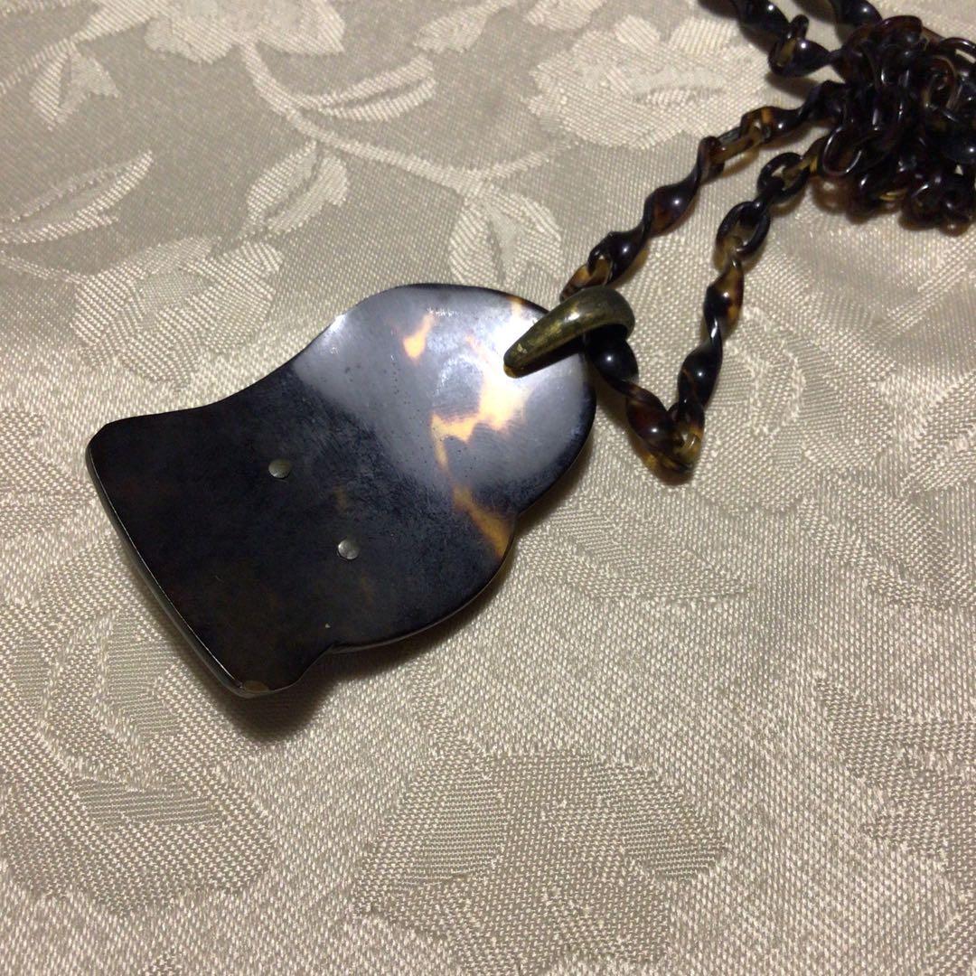 本鼈甲ペンダント　目貫　睨み　骨董品　お福さん　お値下げ♪