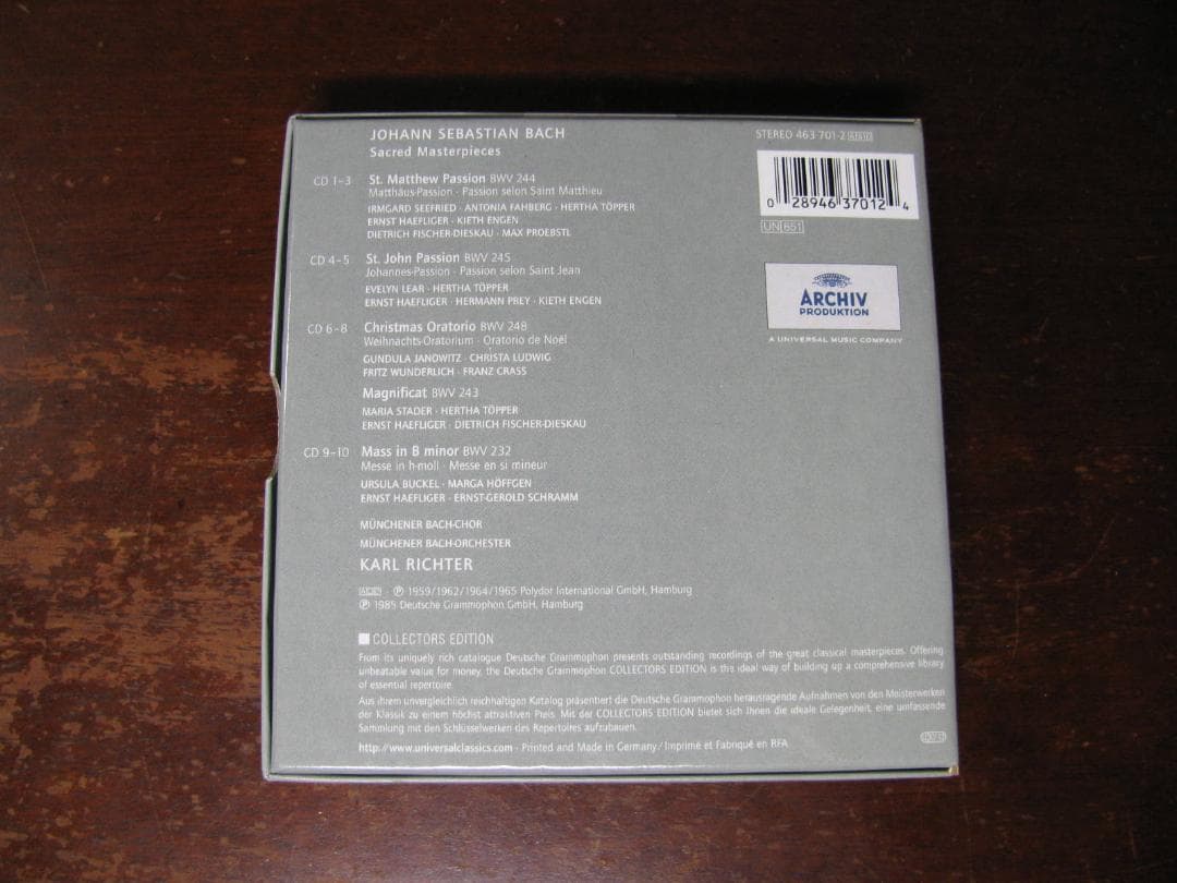 J.S.バッハ　マタイ受難曲など4作品・宗教作品集　１０CD　良美品　リヒター