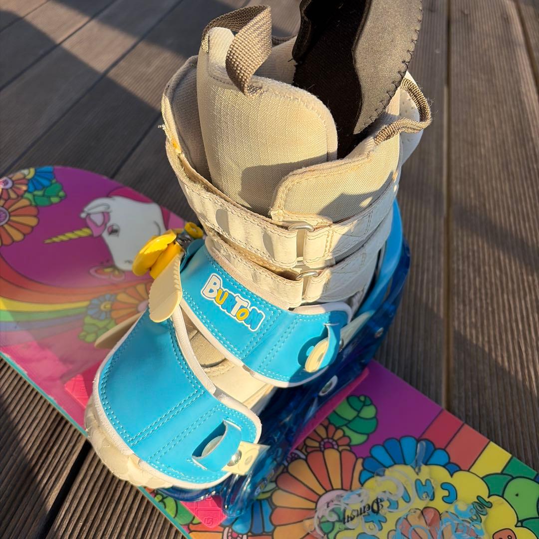 burton 子供　キッズ　板　90 バインディング　スノーボード　ユニコーン