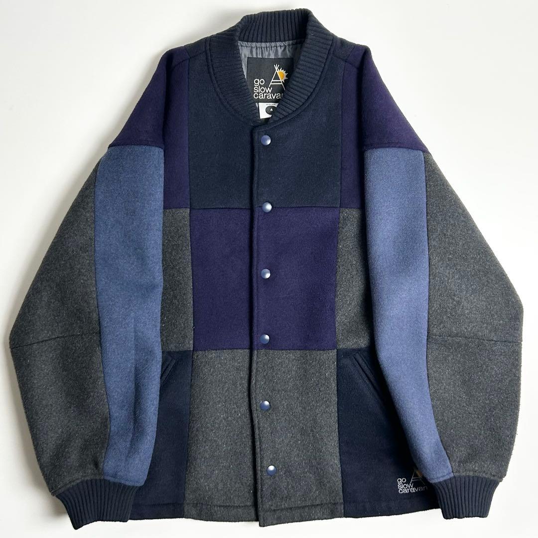 【美品】ゴースローキャラバン/シャギーウールパッチワークサーコート/スタジャン