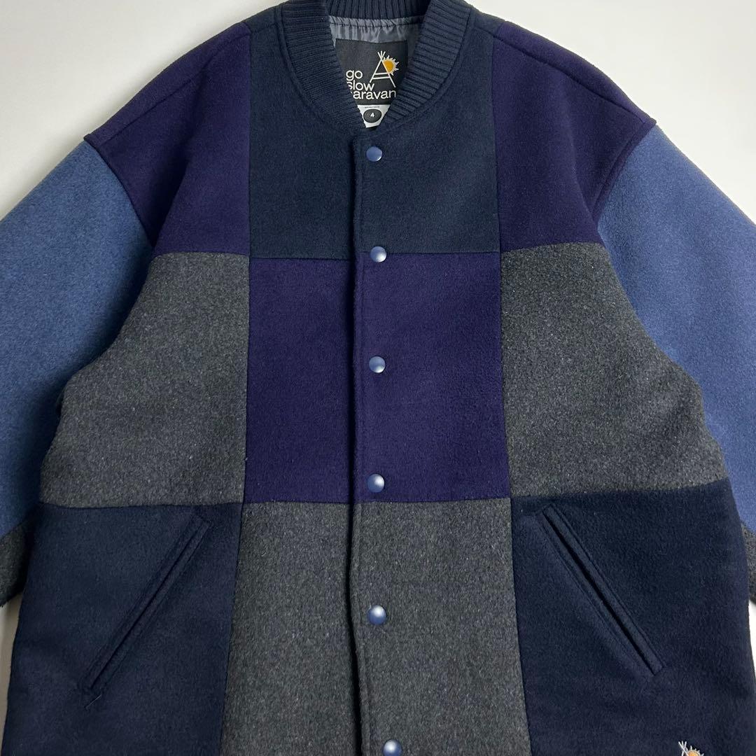 【美品】ゴースローキャラバン/シャギーウールパッチワークサーコート/スタジャン