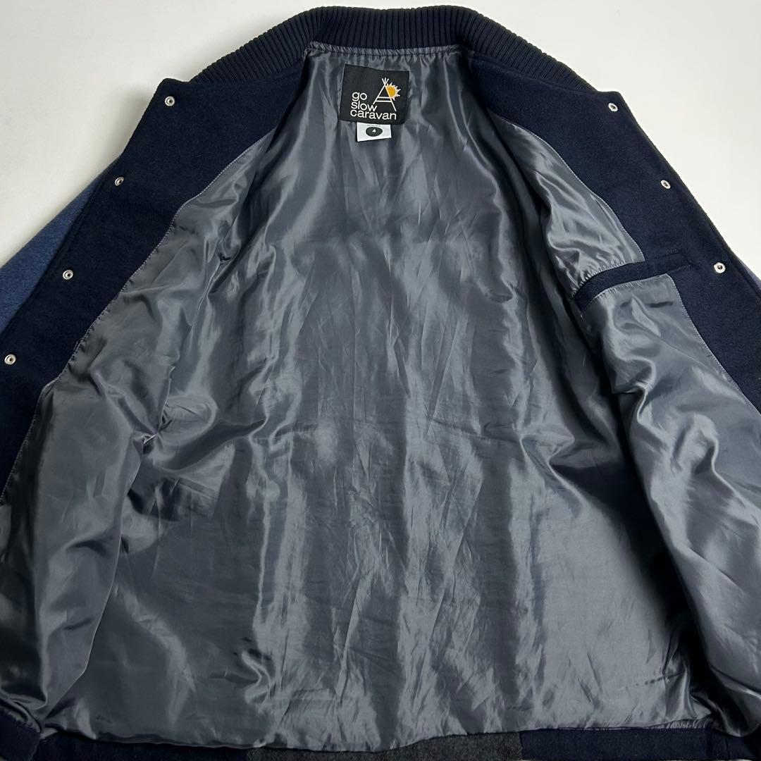 【美品】ゴースローキャラバン/シャギーウールパッチワークサーコート/スタジャン