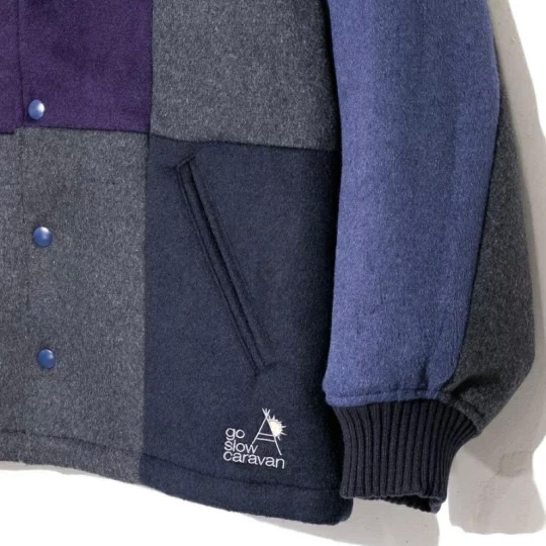 【美品】ゴースローキャラバン/シャギーウールパッチワークサーコート/スタジャン