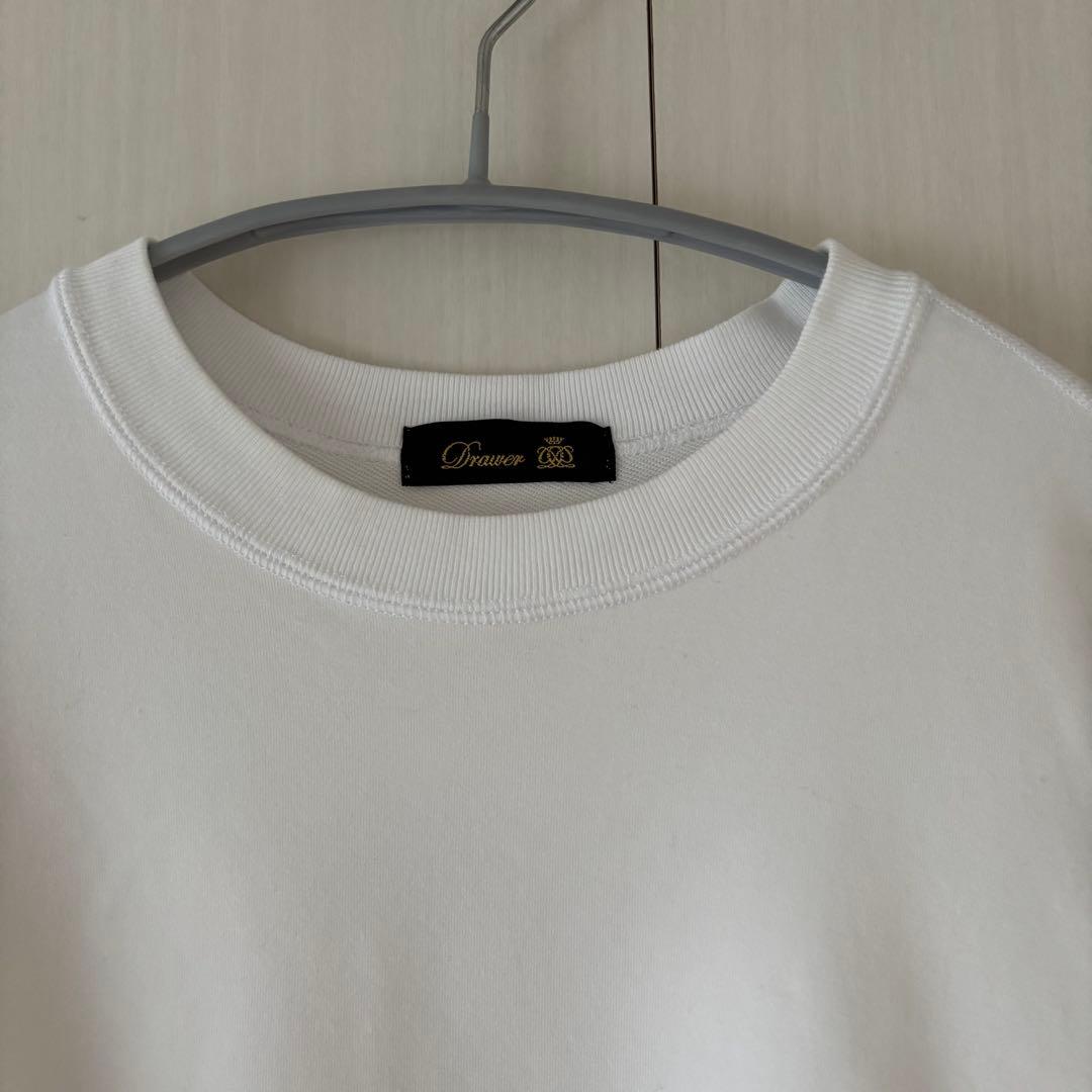 ドゥロワーDrawer トップス スウェット プルオーバー ロゴ刺繍 白 ぽわん