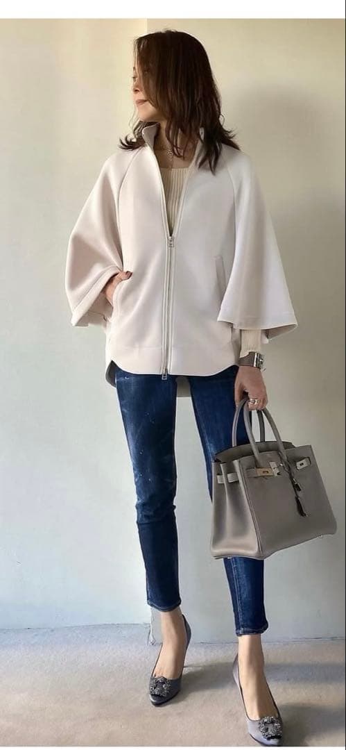 SYSORUS×akko3839 スタンドカラージップポンチョ　オフホワイト