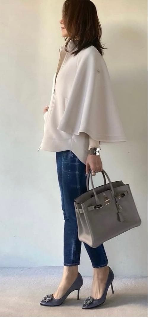 SYSORUS×akko3839 スタンドカラージップポンチョ　オフホワイト