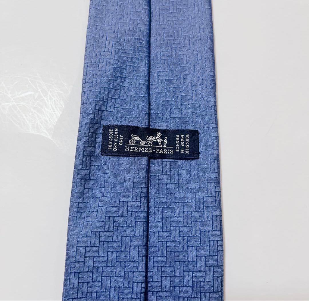 極美品 エルメス ネクタイ ハイブランド H柄 ファソネ 光沢 ジャガード織り