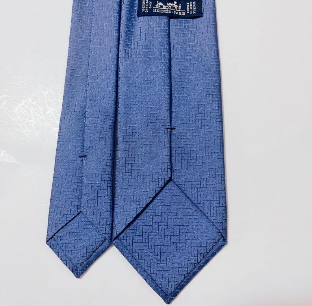 極美品 エルメス ネクタイ ハイブランド H柄 ファソネ 光沢 ジャガード織り