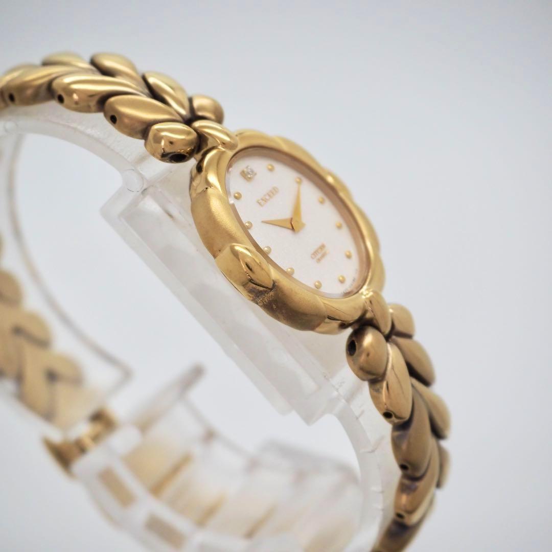 292 稼働【美品】CITIZEN　エクシード　時計　1Pダイヤ オーバル　SV