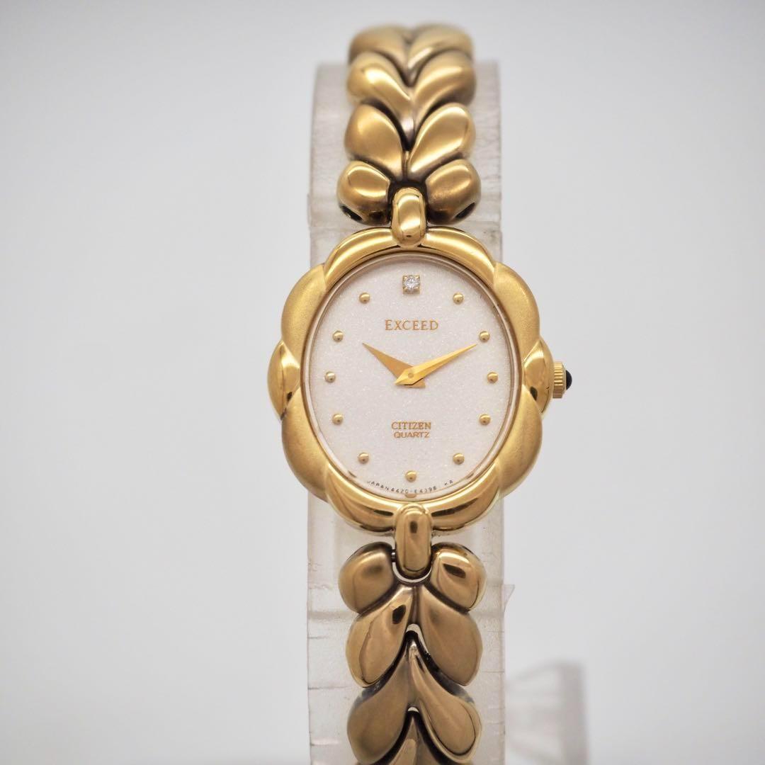 292 稼働【美品】CITIZEN　エクシード　時計　1Pダイヤ オーバル　SV