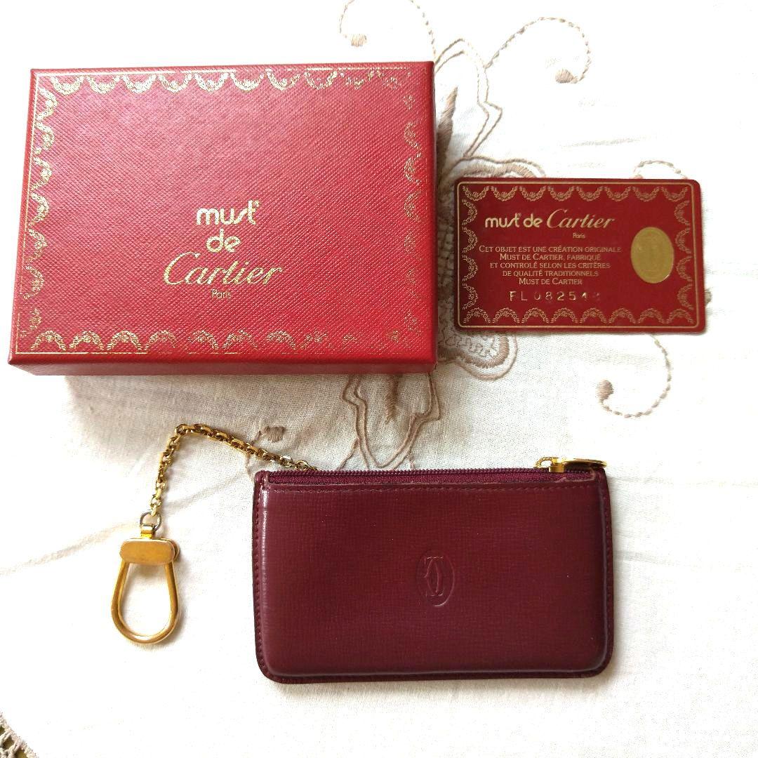 Cartier カルティエ マストライン レザーケース 小銭入れ ボルドー