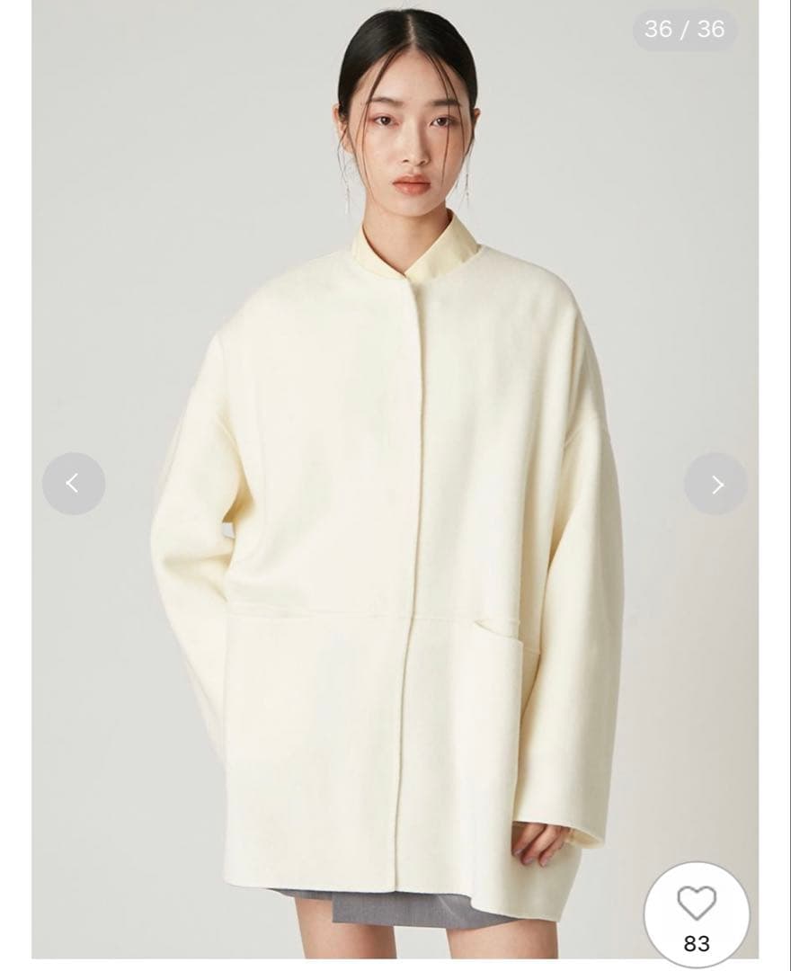 マフラー付ノーカラーリバーミドルコート