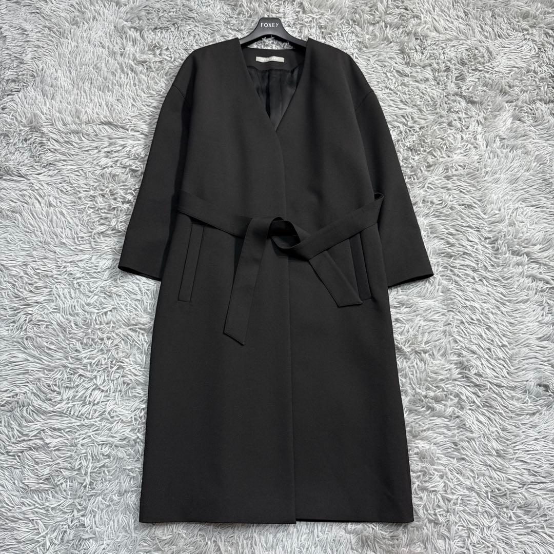 極美品✨'21年 セオリー ELIZABETTA ノーカラーロングコート ベルト