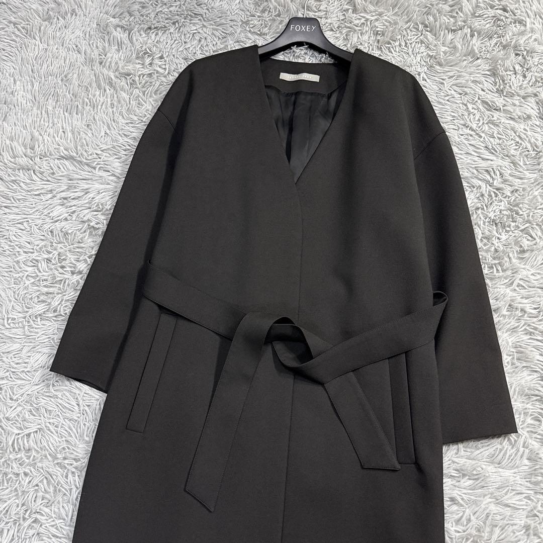 極美品✨'21年 セオリー ELIZABETTA ノーカラーロングコート ベルト