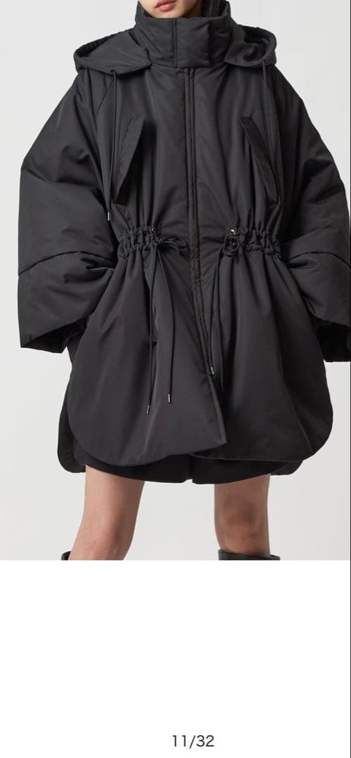 ブラック フード付き オーバーサイズジャケット