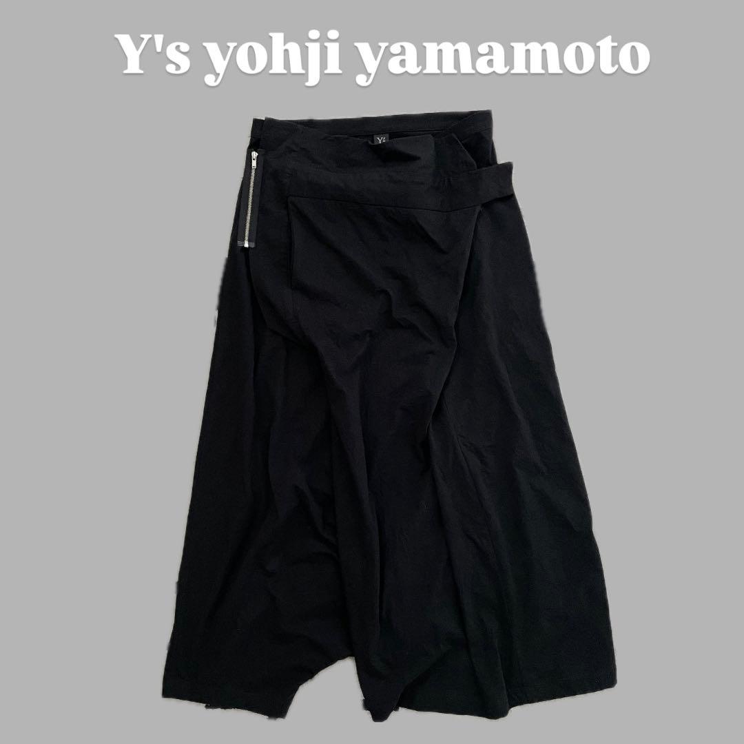 Y'sワイズ ヨウジヤマモト アシンメトリー変形スカート ペンギン パンツ 2黒