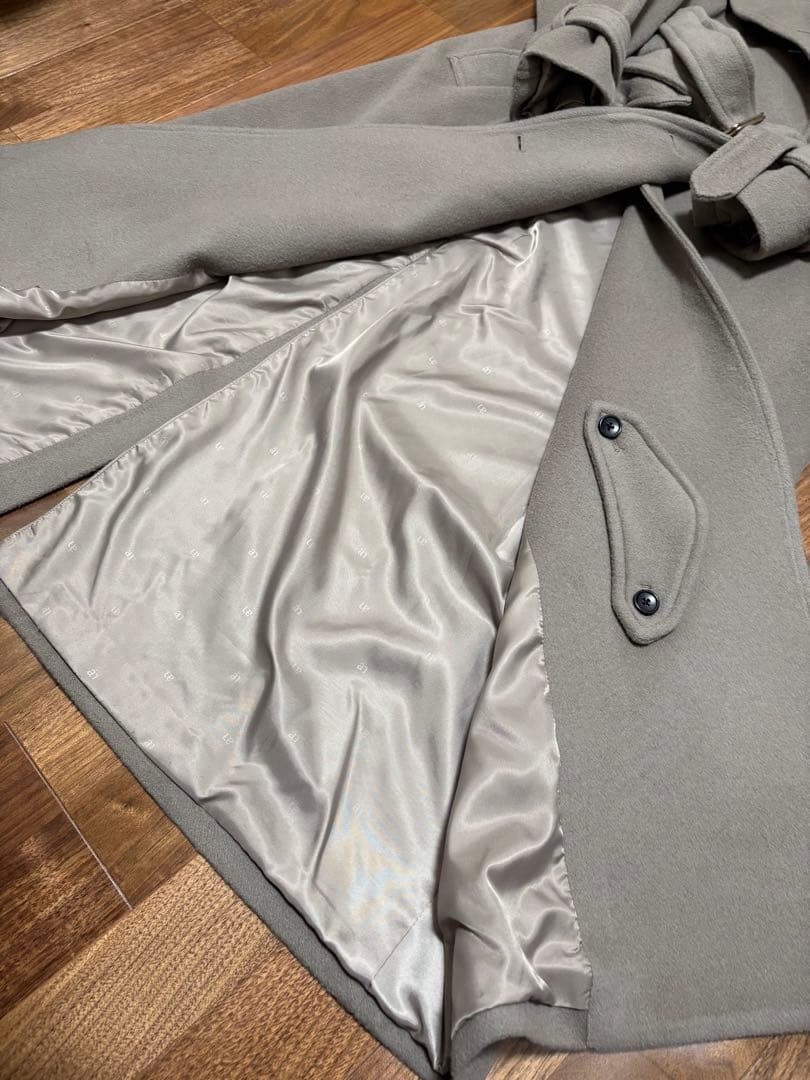 anuans アニュアンス ウールトレンチロングコート S カーキグレー