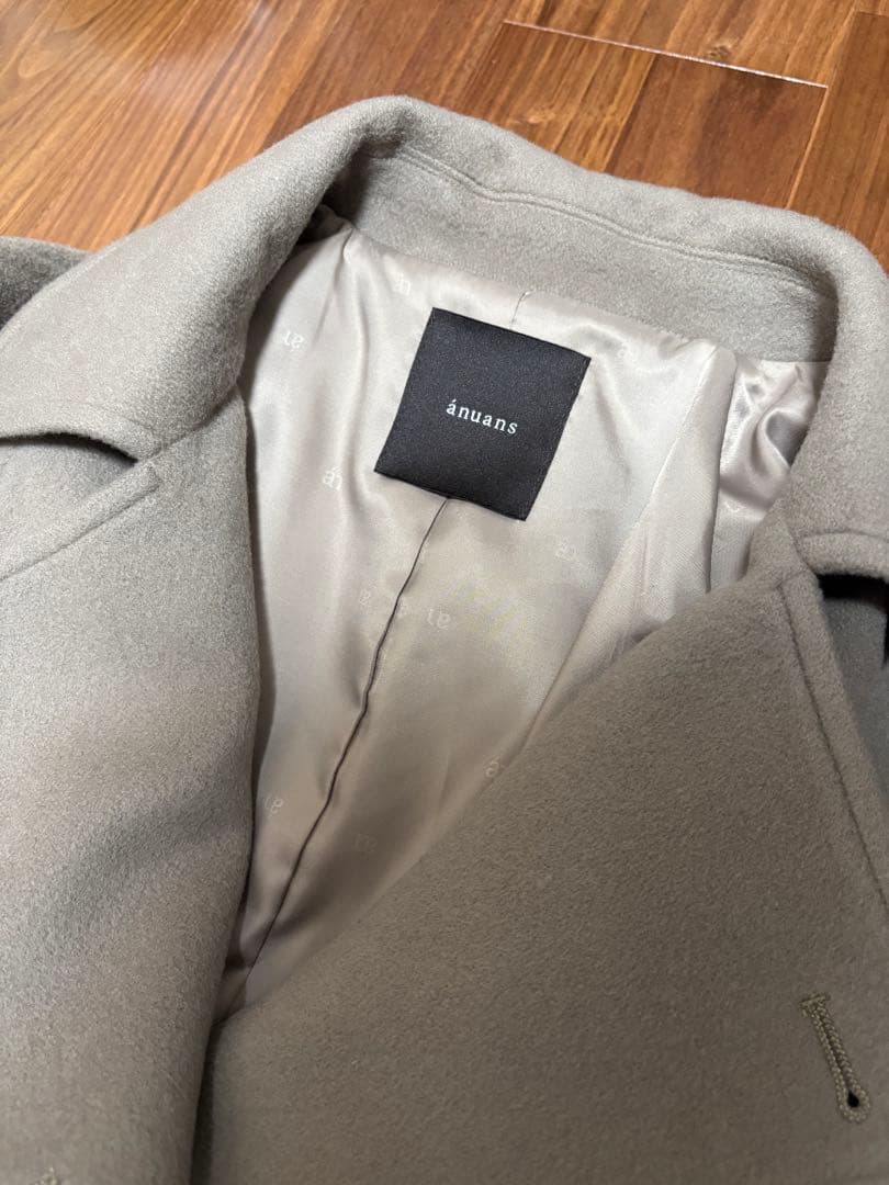 anuans アニュアンス ウールトレンチロングコート S カーキグレー