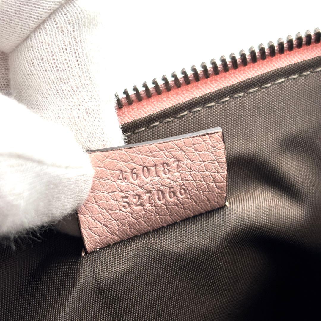 未使用保管品 グッチ クラッチバッグ レザー 本革 ビー Bee ロゴ ピンク