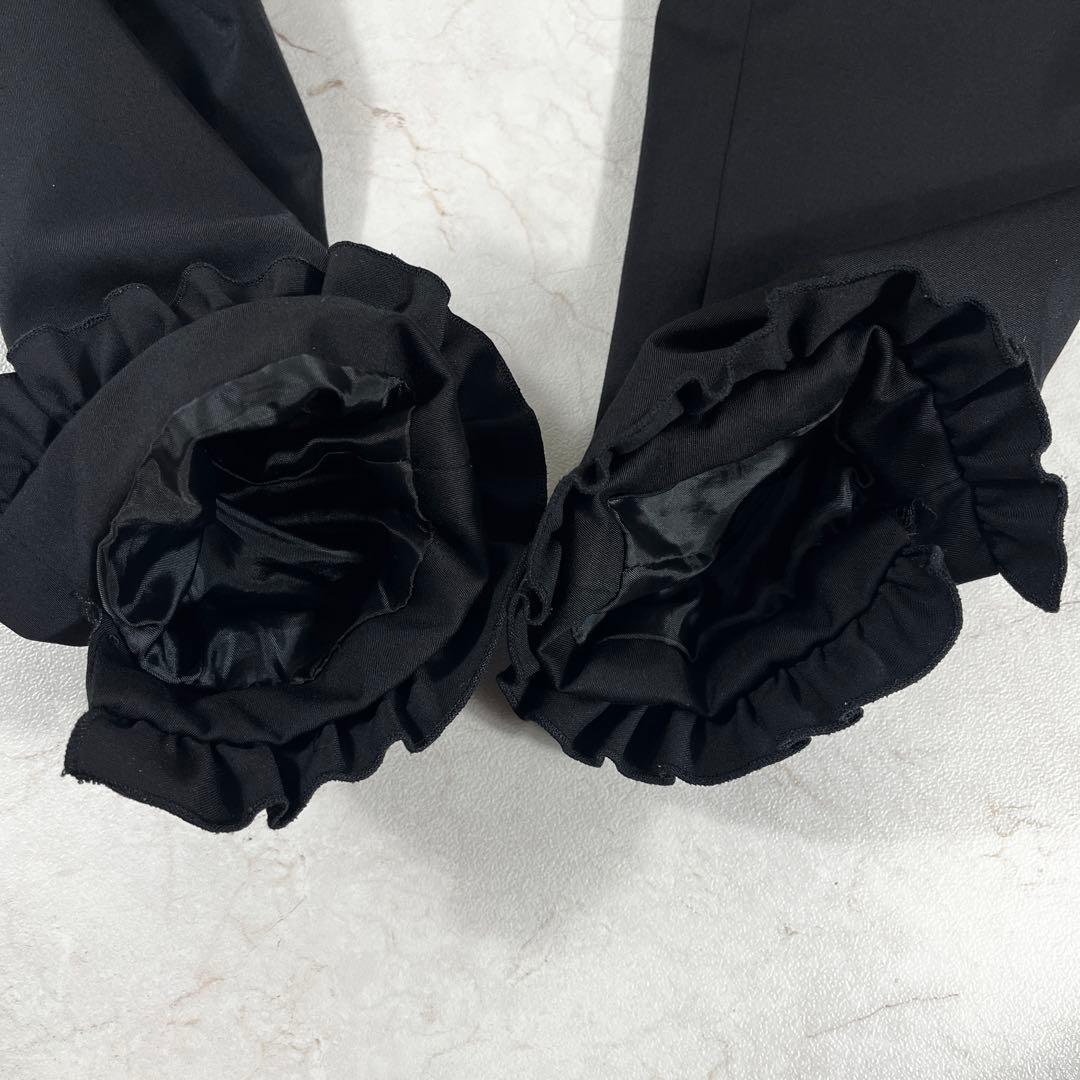 ✨美品 ブラックピースナウ ハート襟フリル リボン ショート丈 ダブルジャケット