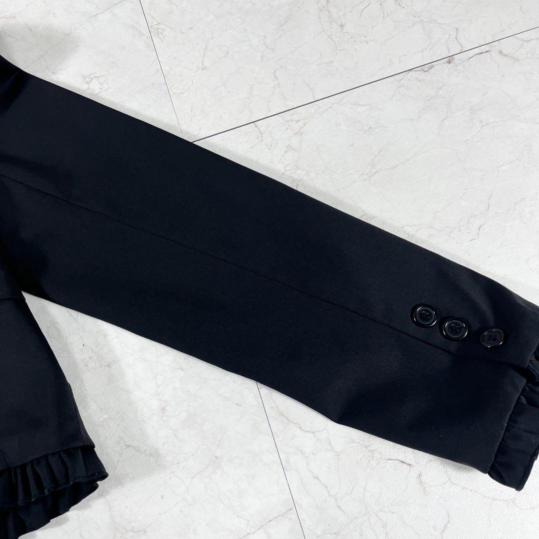 ✨美品 ブラックピースナウ ハート襟フリル リボン ショート丈 ダブルジャケット