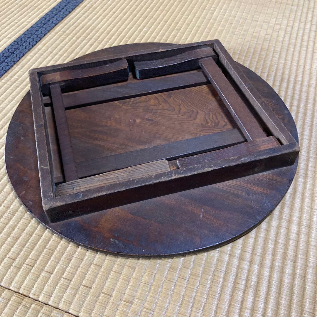 昭和感満載　味のある　ちゃぶ台　木製円形　座卓　折りたたみ式　昭和レトロ