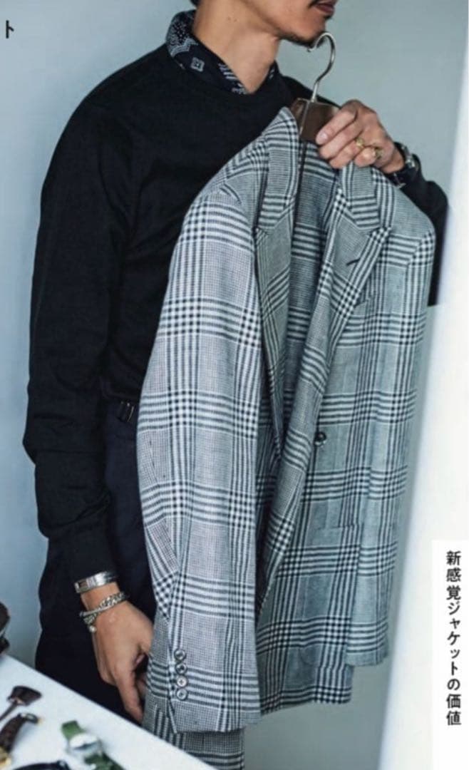 CARUSO カルーゾ 4ボタンダブルジャケット　グレンチェック 46