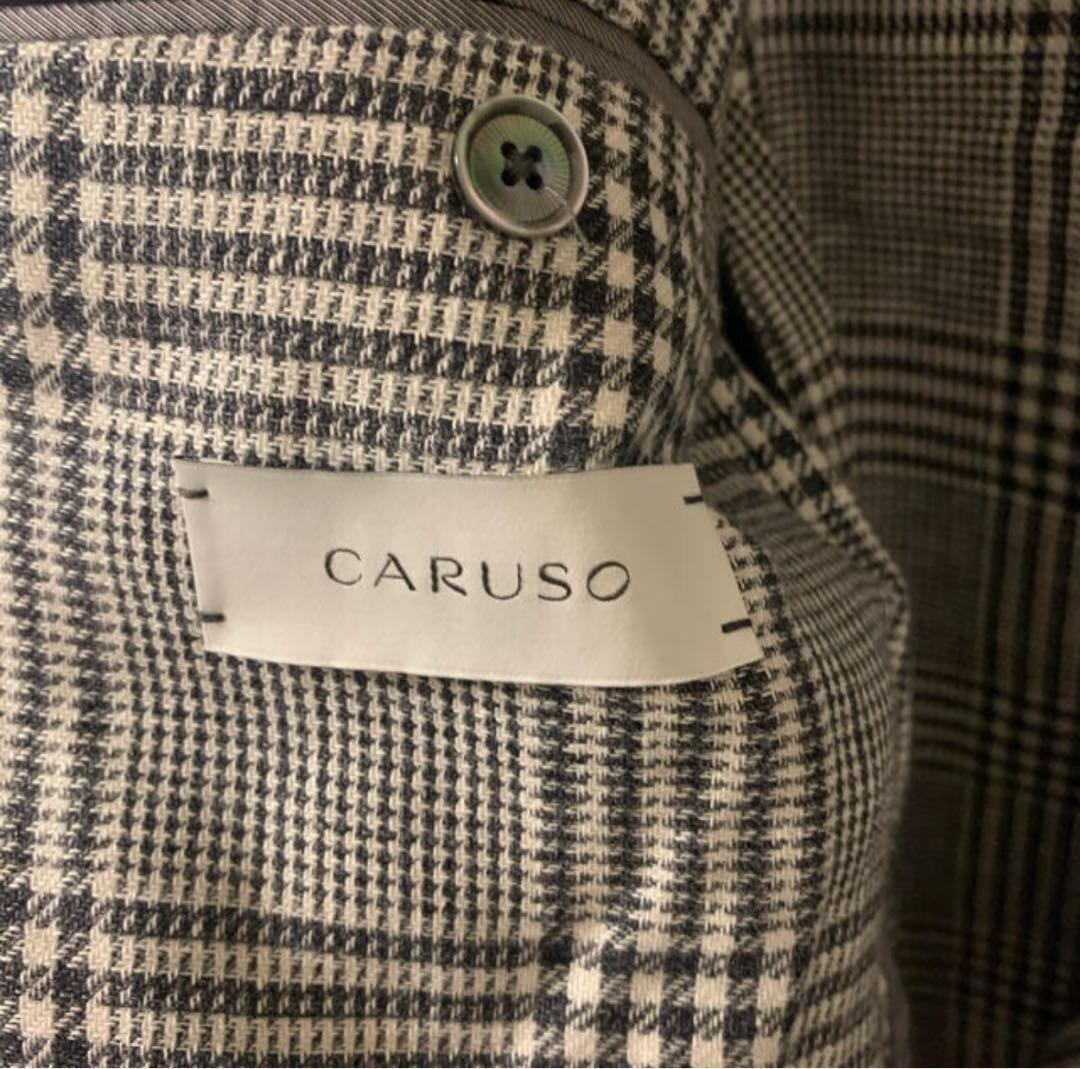 CARUSO カルーゾ 4ボタンダブルジャケット　グレンチェック 46