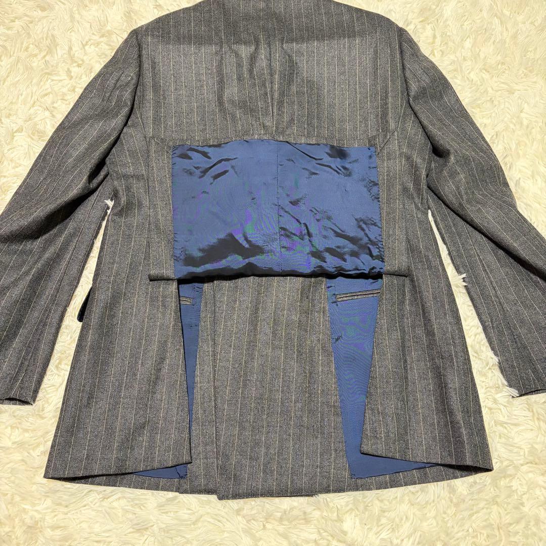 【高級】ユニバーサルランゲージ カノニコ グレー ストライプ ダブル 秋冬 春