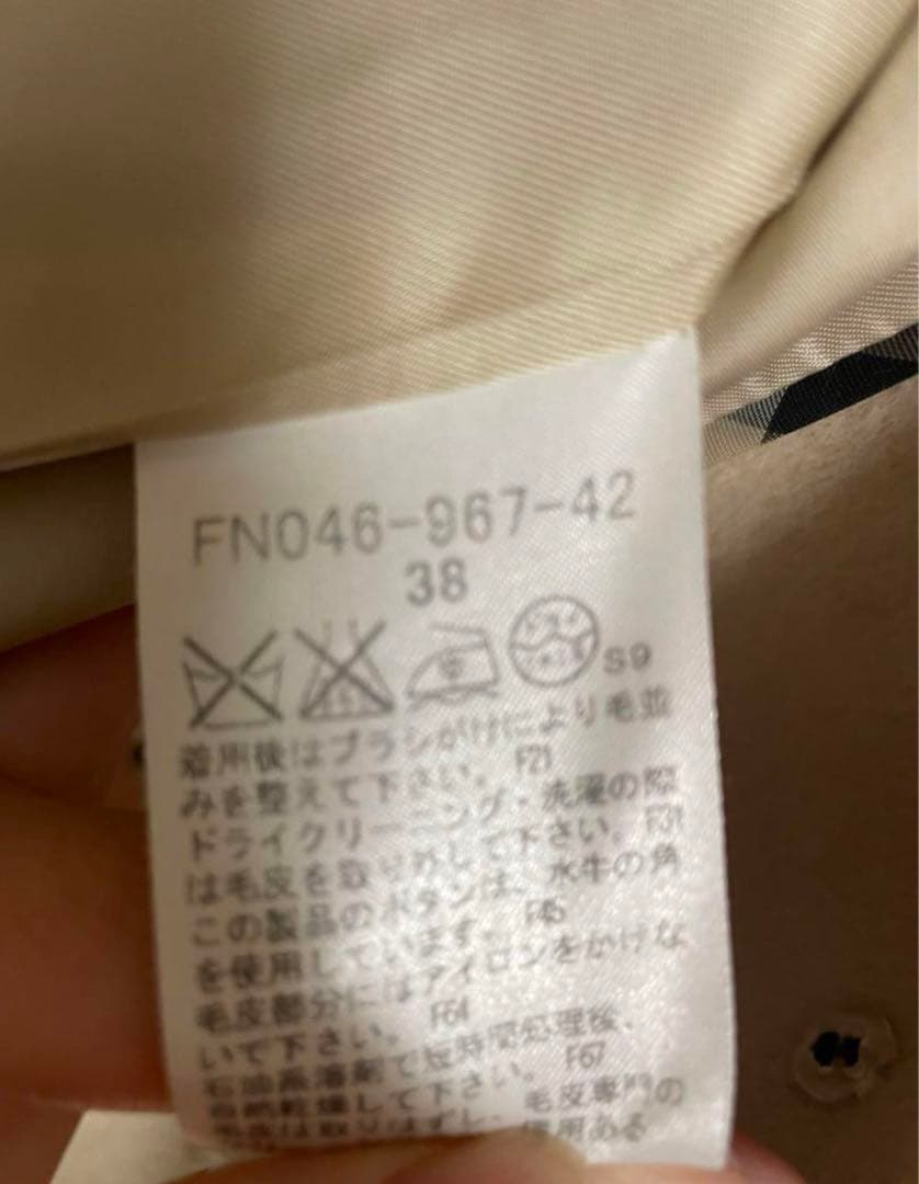 バーバリー アンゴラ混ウールロングステンカラーコート ホワイトベージュ 38M