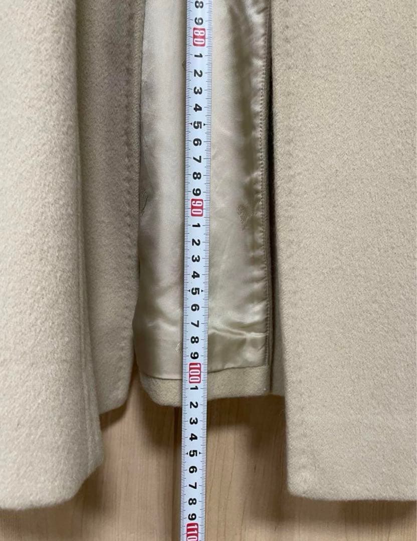 バーバリー アンゴラ混ウールロングステンカラーコート ホワイトベージュ 38M