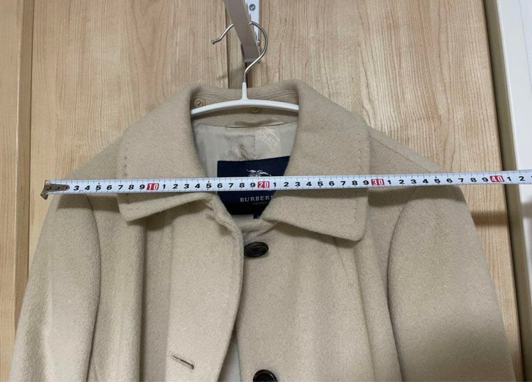 バーバリー アンゴラ混ウールロングステンカラーコート ホワイトベージュ 38M