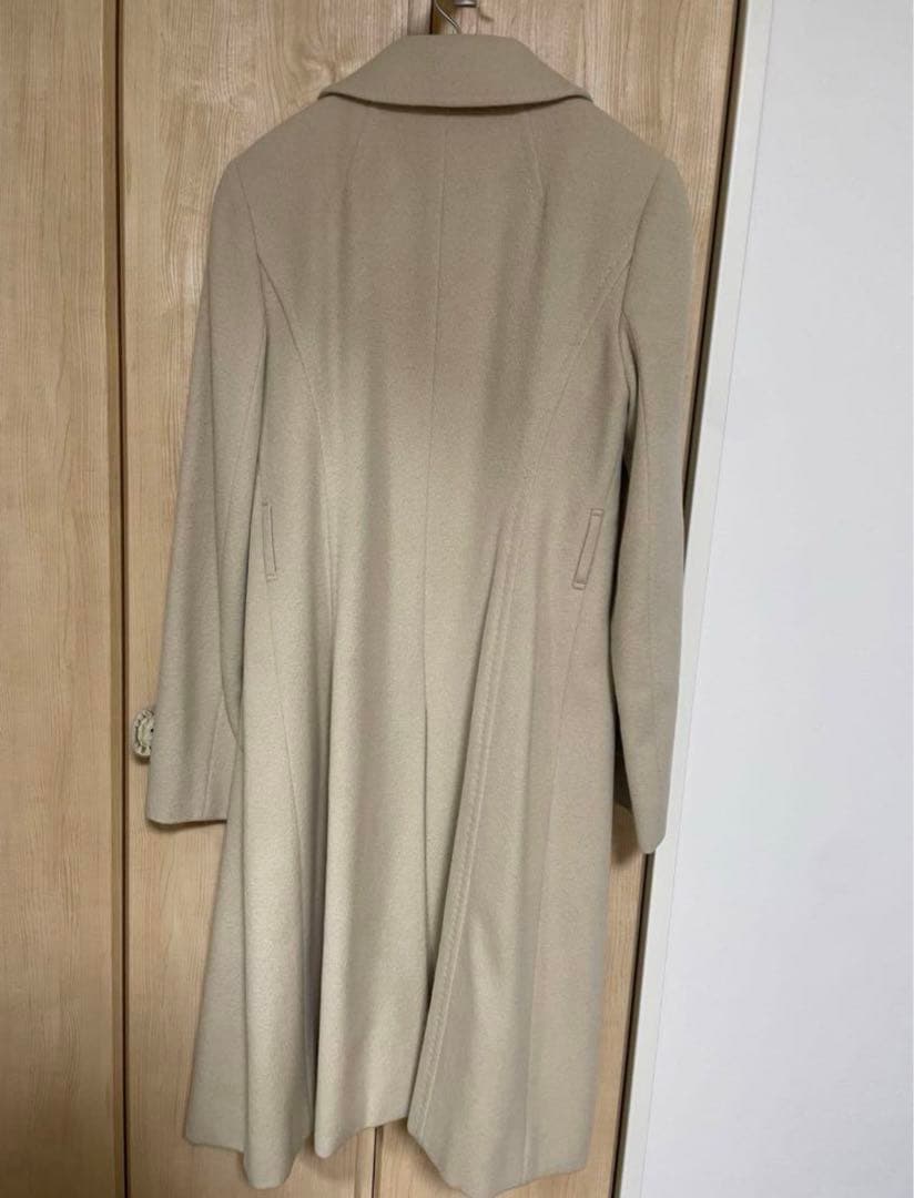 バーバリー アンゴラ混ウールロングステンカラーコート ホワイトベージュ 38M