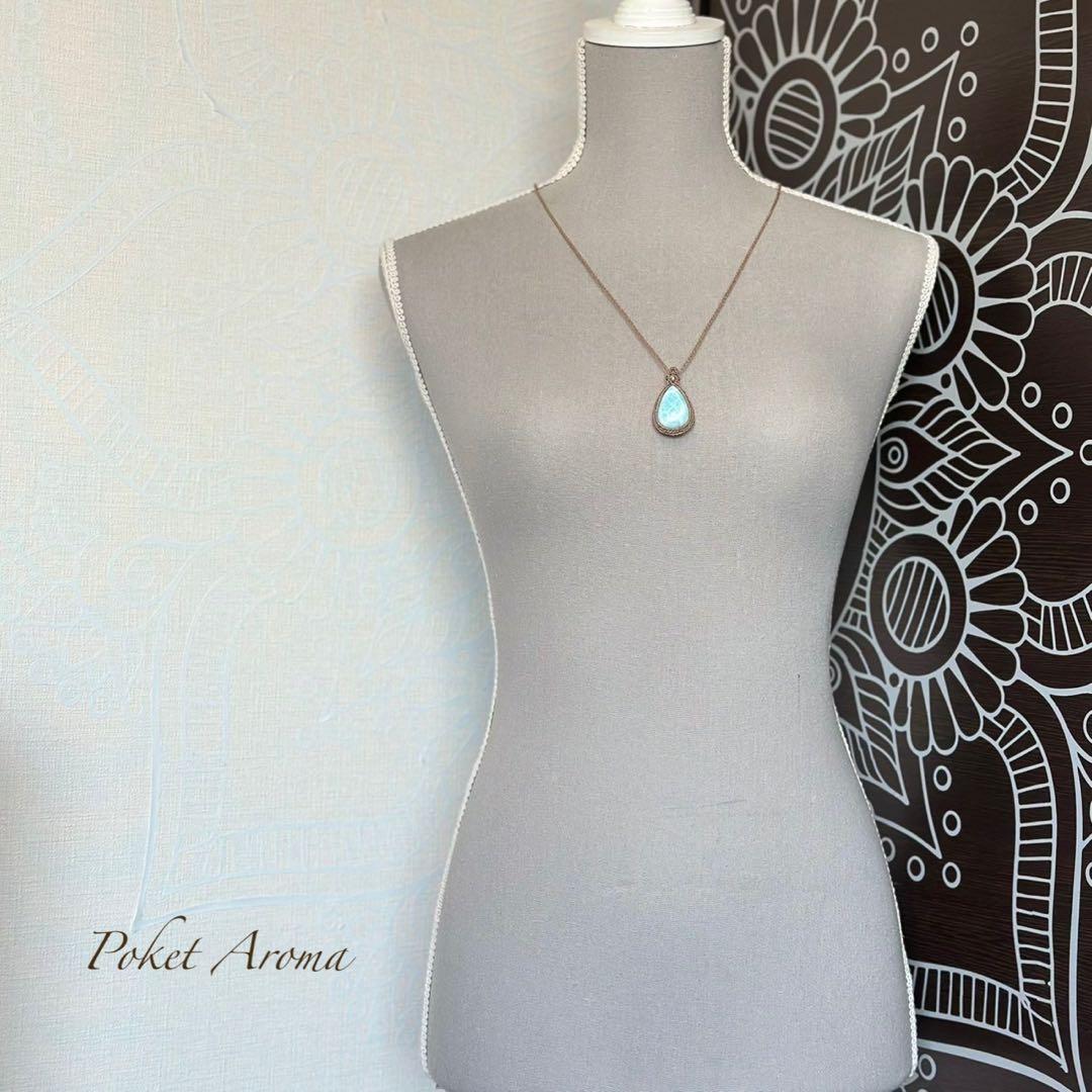 『潮騒』高品質ラリマーのマクラメペンダントネックレス