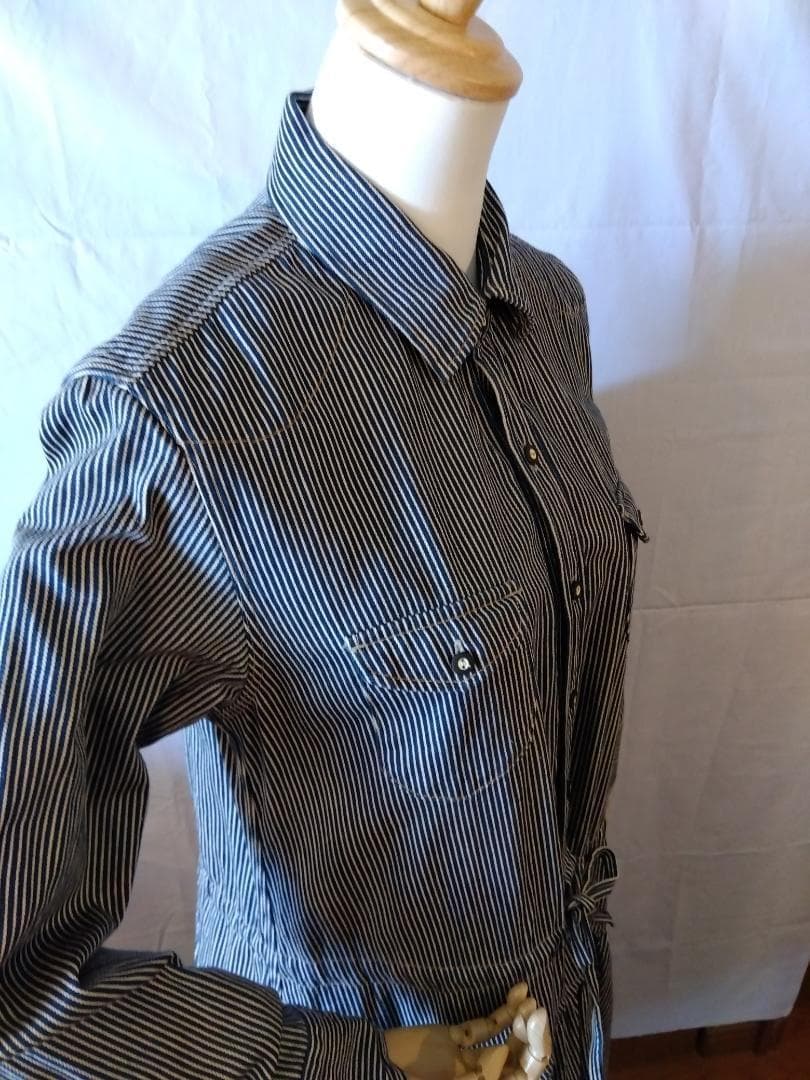 か*ん様 【未使用に近し】45R　ロングワンピース　星3つでサイズL　ストライプ