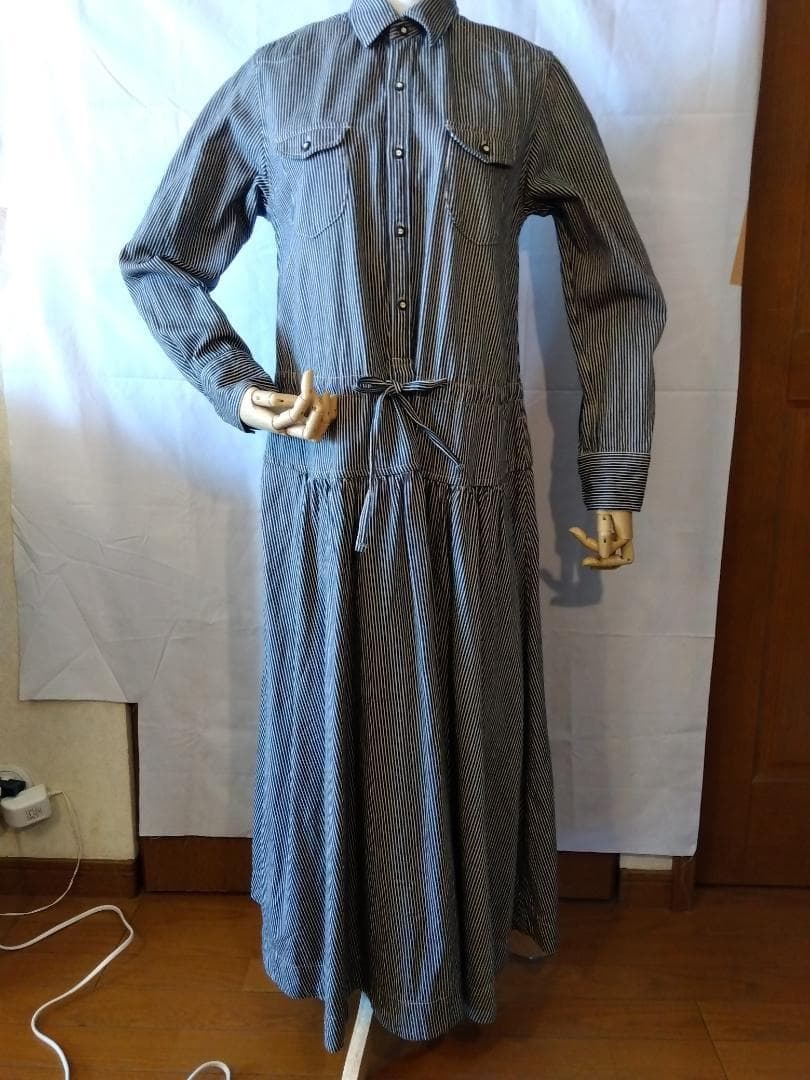 か*ん様 【未使用に近し】45R　ロングワンピース　星3つでサイズL　ストライプ