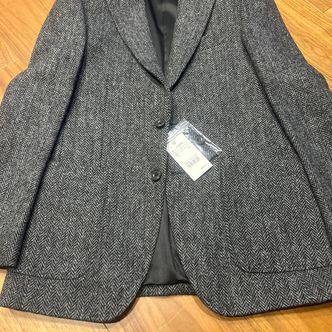 【新品】ハリスツイード／FACE MIX ヘリンボーン ジャケット グレー L