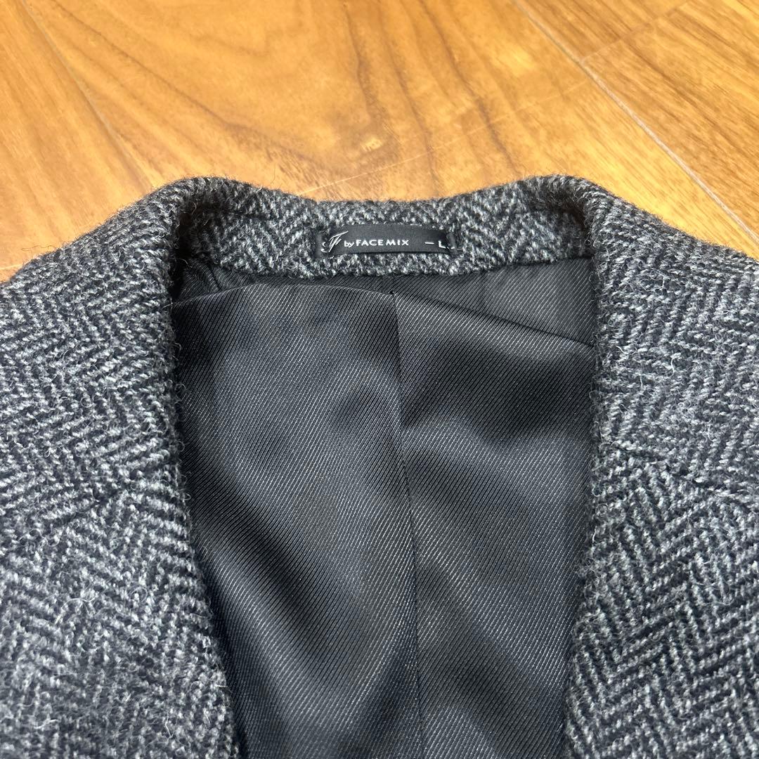 【新品】ハリスツイード／FACE MIX ヘリンボーン ジャケット グレー L