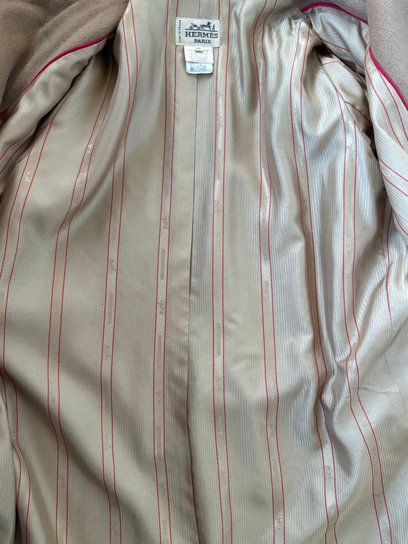 日本正規美品　HERMES ダブル コート 40 ベージュ　キャメル100%