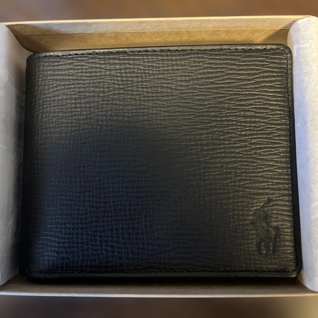 新品未使用　ポロラルフローレン　二つ折り財布　折り財布　エンボスレザー